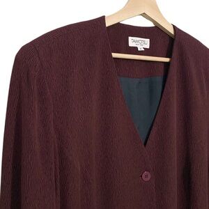 Tamotsu New York Vintage 80’s Black Burgundy Animal Print Jacket Blazer Size XL